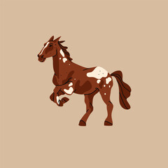 Hand drawn abstract vector clipart illustration collection with color adorable cute, stylized horse character.Trendy modern art kids design concept.Vector cartoon farm animals symbol. Cartoon animal.