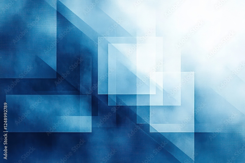 Aufkleber Abstract Blue and White Geometric Background with Texture and Layered Shapes in Modern Minimalism Design