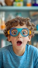Astonished Child with Colorful Glasses