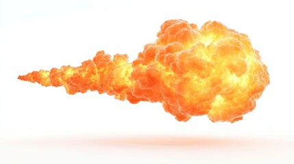 Gas pipeline explosion, intense flames engulfing the scene, vivid contrast against a white backdrop, showcasing the destructive power of industrial accidents.