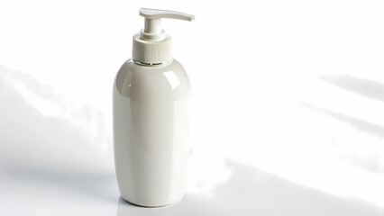 Hyper-Realistic 3D Render of Glossy White Lotion Bottle - Perfect for Advertising and E-commerce.