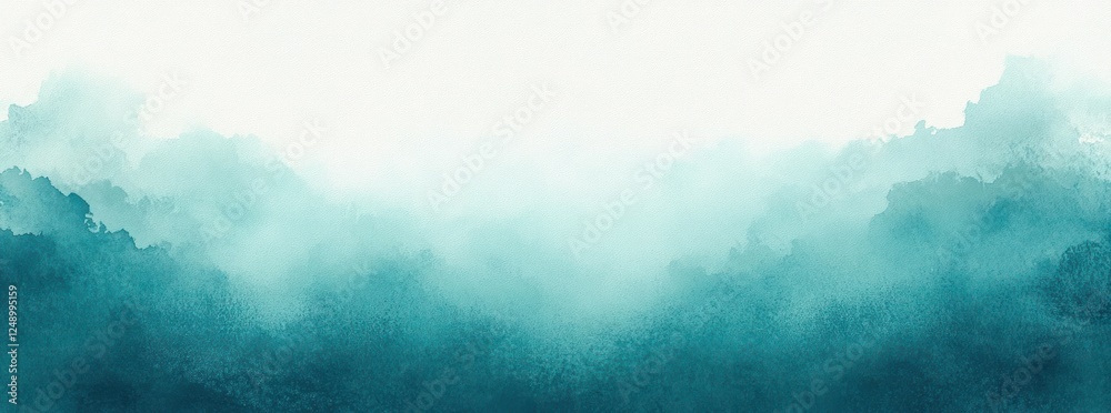 Poster blue gradient background with soft foggy white border and aquamarine grunge texture design
