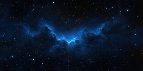 Surreal Starry Sky Nebula Background with Deep Blue Colors and Bright Star Clusters in Equirectangular Format