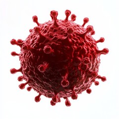 Red virus particle, microscopic view, white background, medical illustration (3)