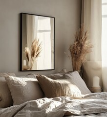 Cozy Neutral Bedroom Decor with Soft Textiles and Natural Elements