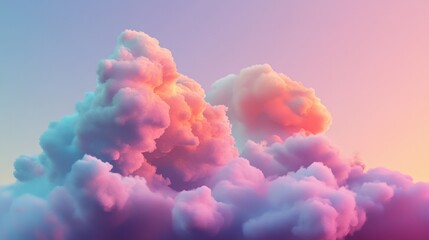 Dreamy Colorful Clouds Against Dusk Sky in Pastel Shades
