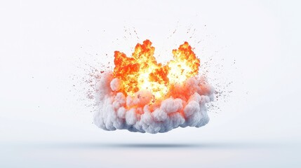 Submarine Detonation, an explosive underwater event creating powerful shockwaves, vividly contrasted against a stark white backdrop, illustrating the force of marine explosions.