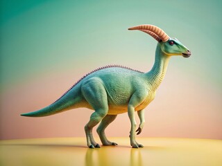 Cute Parasaurolophus Dinosaur Minimalist Prehistoric Nature Stock Photo