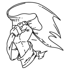 Holding a ribbon or flag tightly, symbolizes strength, resistance and solidarity. Perfect for social justice and activism themes