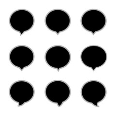 set of black and white speech bubbles