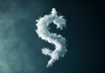 Cloud Shaped Like Dollar Sign in Dark Sky with Ethereal Atmosphere