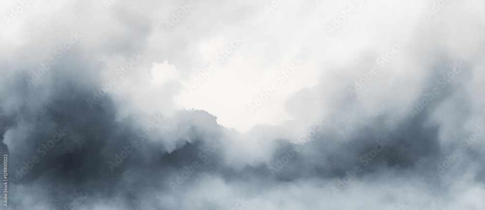 Poster Abstract Watercolor Background in Gray and White with Soft Textured Hazy Light and Grunge Effects