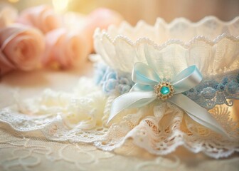 Delicate Lace Bridal Garter with Copy Space - Elegant Wedding Accessory