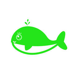 green cute whale icon