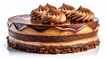 Delicious Chocolate Cake Double Exposure Stock Photo - Isolated on White Background