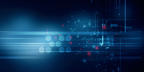 2d illustration Abstract futuristic electronic circuit technology background