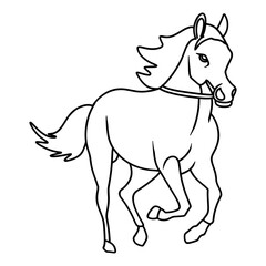 A majestic horse running, line art style. Elegant and powerful, perfect for horse themed designs, western projects or animal related content