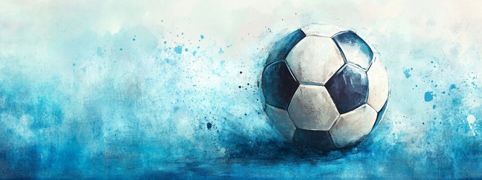 Watercolor Soccer Ball Action Splash Background