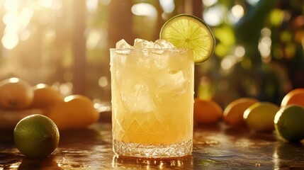 Homemade Lime Margarita Creation Kitchen Professional Photo Bright Environment Close-Up View Refreshing Concept