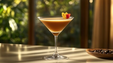 Crafting a Homemade Espresso Martini Home Bar Professional Photo Cozy Kitchen Close-up Shot