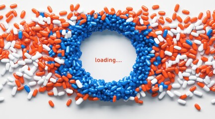 Colorful pills forming a loading circle.