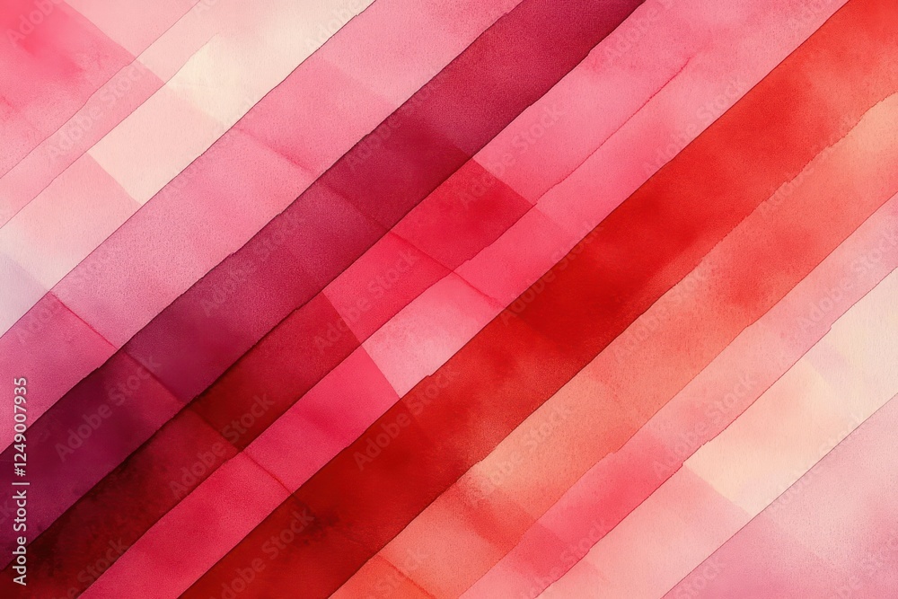 Aufkleber abstract watercolor red and pink background with diagonal lines and texture in modern geometric desi