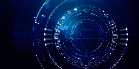 2d illustration Abstract futuristic electronic circuit technology background