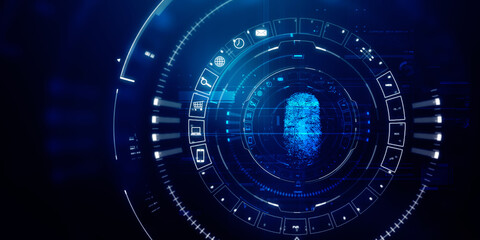 2d Illustration Fingerprint Scanning Technology Concept 