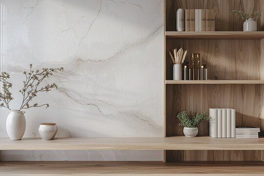 Luxe office interior marble wall backdrop for online meetings