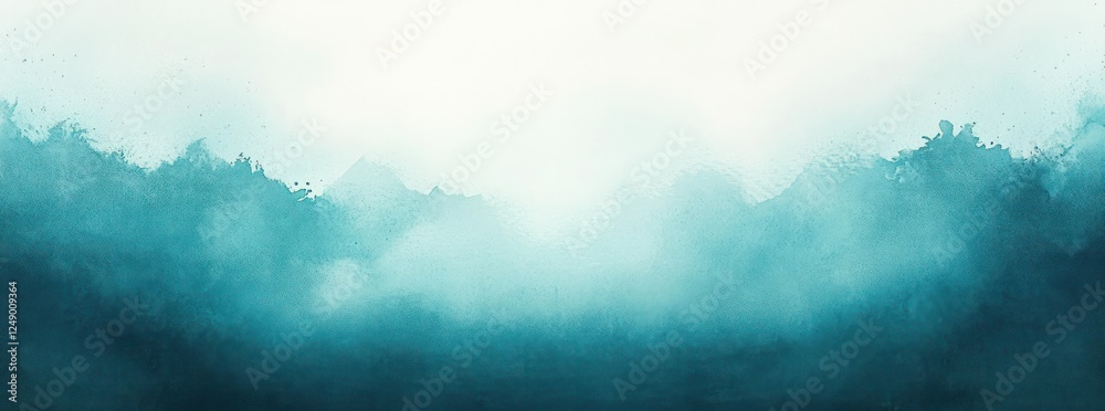 Aufkleber Abstract gradient background in teal and aqua with soft watercolor effect and hazy white border