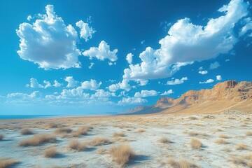 turkana desert landscape featuring rolling sands and rocky outcrops under a brilliant blue sky capturing the stark beauty and unique ecosystem of this kenyan region