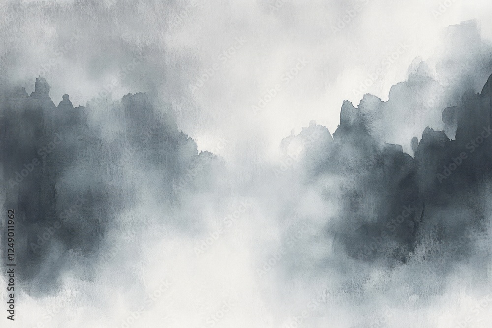 Poster ethereal gray white watercolor abstract background soft textured clouds