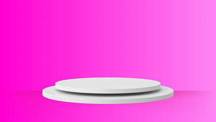 Minimalist White Podium on Vibrant Green Background for Product Display