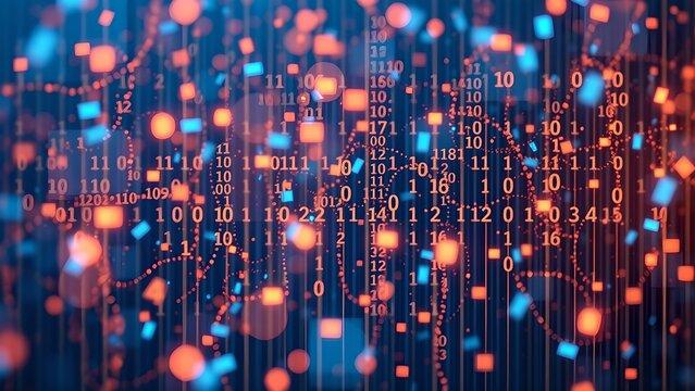 Dynamic digital data wave with binary code pattern
concept of technology, information, connectivity , complexity, data