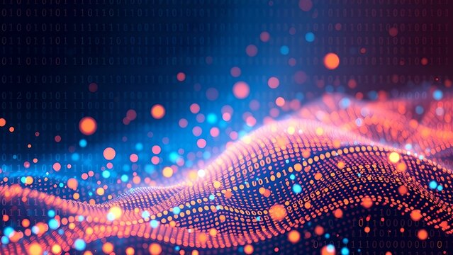 Dynamic digital data wave with binary code pattern
concept of technology, information, connectivity , complexity, data
