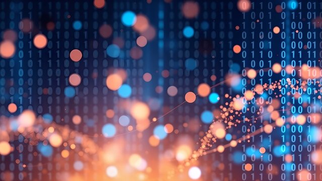 Dynamic digital data wave with binary code pattern
concept of technology, information, connectivity , complexity, data
