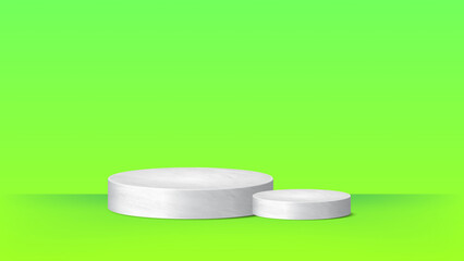 Minimalist White Podium on Vibrant Green Background for Product Display