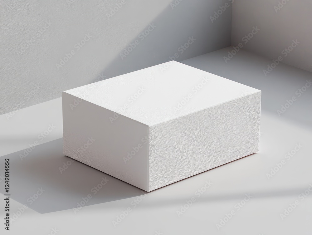 Poster Minimalistic White Box Packaging Mockup Isolated on Light Gray Background for Design Presentation 3D Rendering
