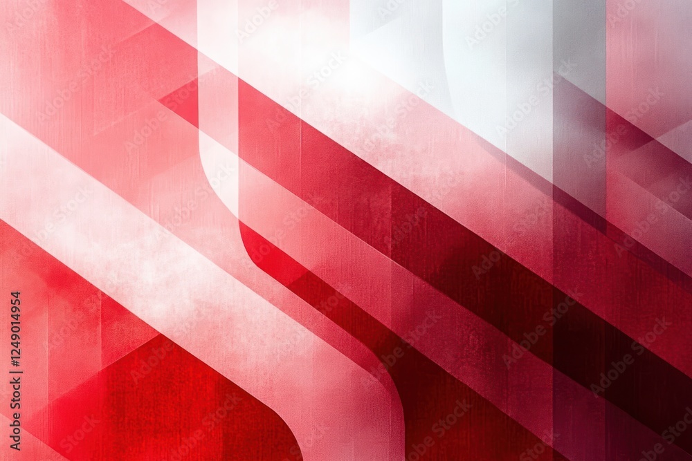 Poster abstract composition geometric shapes red white gradient soft lighting dreamy atmosphere minimalism 