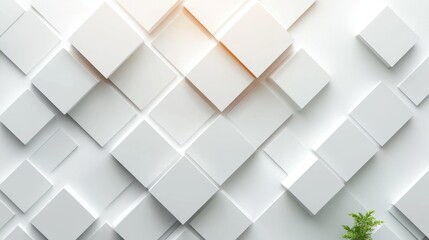 Fototapeta premium Modern Minimalist 3D White Squares Background for Business Style Design