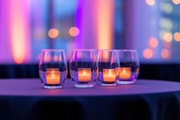 candle light decorations on table at an event