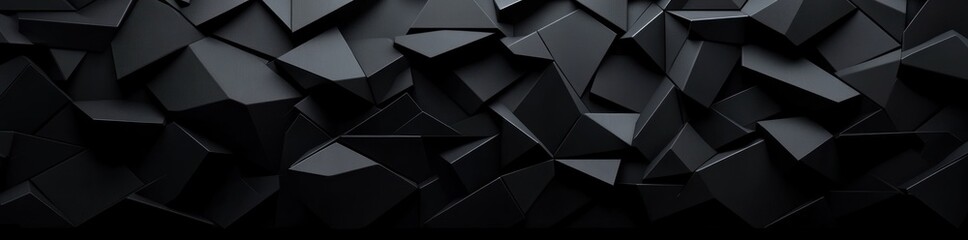 Fototapeta premium Geometric Black Background with Sharp Edges for Website Header 3D Illustration