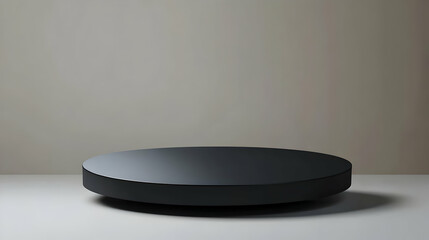 Empty black circular podium for product display on light background