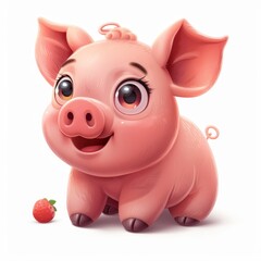 Fototapeta premium Isolated image of a pig on a white background for clear visualization and graphic use