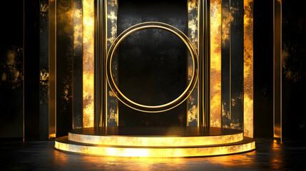 Luxury Gold Podium Display Showcase