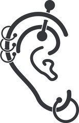 Isolated pictogram earings, accessories for ear, woman things
