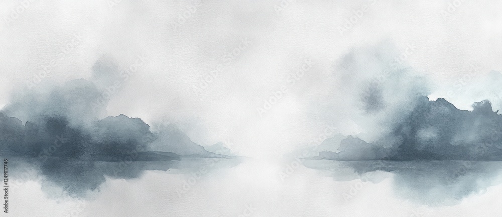 Aufkleber Abstract Watercolor Background with Soft Gray Hazy Lighting Cloudy Texture and Grunge Effect