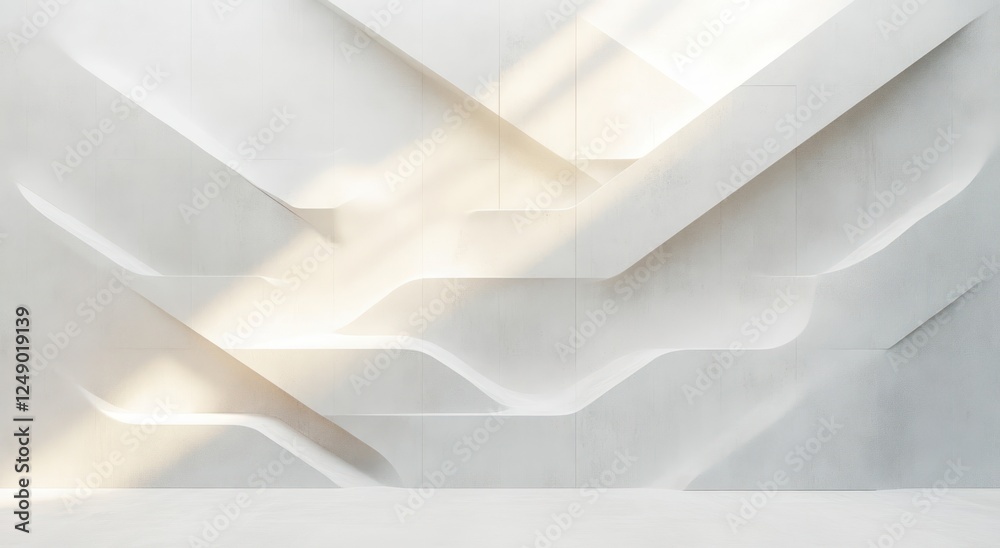 Poster minimalist white geometric shapes background with soft lighting