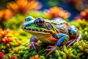 Fototapeta premium Drone View: Unveiling Frog Habitats - Aerial Close-Up of Amphibians in Nature