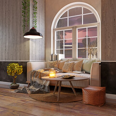 Cozy corner with rustic charm,